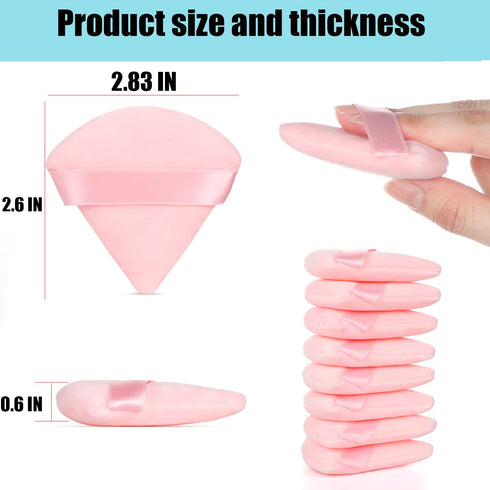 JASSINS 8 Pcs Cotton Powder Puff Face, Triangle Super Soft for Makeup Setting, Concealer, and Blush (Pink)