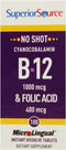 Superior Source No Shot Vitamin B12 Cyanocobalamin (1000 mcg), Folic Acid (400 mcg), 100 Ct Quick Dissolve MicroLingual