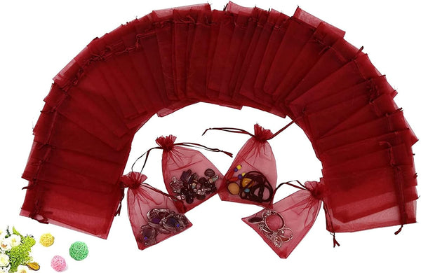 Wuligirl 100pcs Sheer Organza Bag 4X6 with Drawstring - Jewelry Pouches for Party Wedding Favors