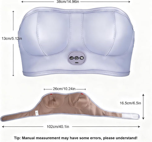 HMYILY 3-in-1 Heating & Vibration Massage Bra, Chest Massager Breast Enhancement Instrument Massage Device,Wireless USB