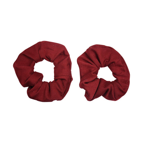 Set of 2 Large Solid Scrunchies in Burgundy