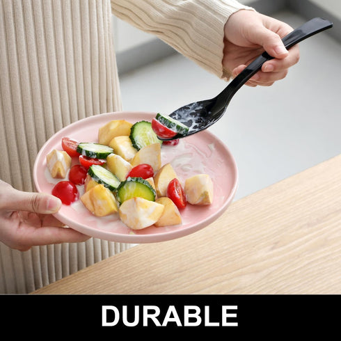 Disposable Plastic Spoons, 9 Inch, 20 Count, Heavy Duty Bulk Serving Utensils Set, Food Safe, BPA Free, Black
