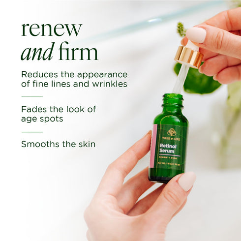 Tree of Life Retinol Serum for Face w/Hydrating Hyaluronic Acid for Wrinkle Soothing, Fine Lines & Dark Spots - 4 Oz - Renew & Reset Nighttime Serums - Dermatologist Tested Skin Care Set