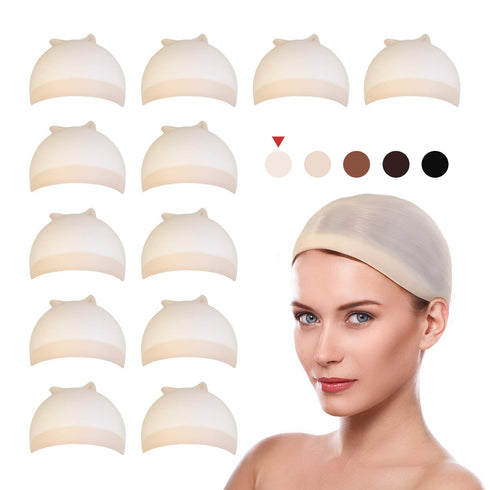 STUDIO LIMITED 12 PCS Ultra Thin & Expandable Stocking Wig Cap, 2 Wig Caps per Pack (6 Pack, Transparent)