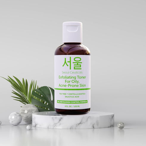 SeoulCeuticals Korean Toner for Oily Acne Prone Skin, Tea Tree Facial Toner with Centella Asiatica, 4 FL OZ