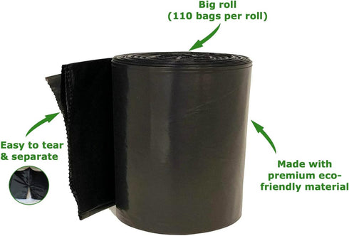 2-4 Gallon Small Black Trash Bags, 440 Count, Bathroom Garbage Bags for Home and Office