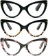 DXYXYO Oversized Cat Eye Reading Glasses, Women Blue Light Blocking with Magnification 1.5, 3 Pack