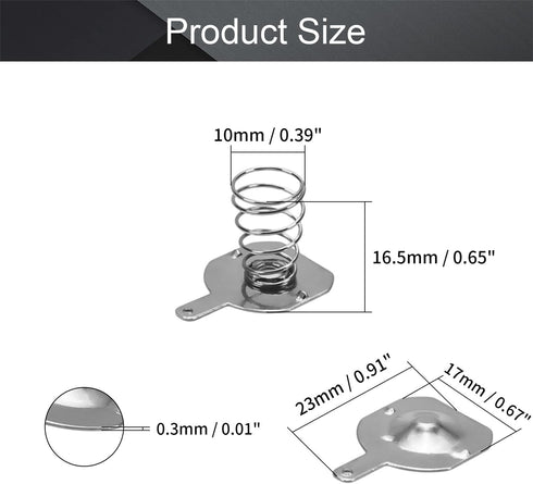 Fielect 20Pairs 18650 Battery Positive Negative Conversion Spring Plate, 16.5mmx16mm Nickeling Plate