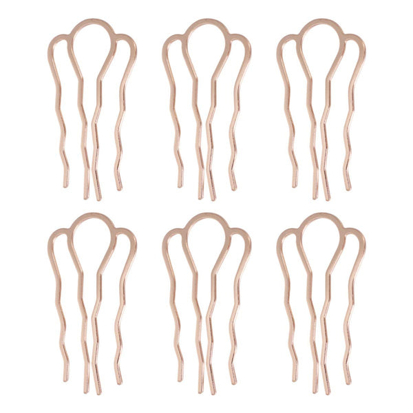 Lurrose Vintage Decor 6pcs 4 Teeth Hair Combs, Metal Side Combs DIY Hairpins Updo Accessory for Women & Girls (Golden)