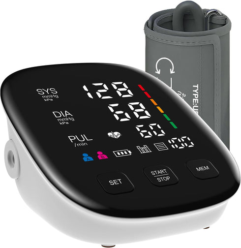 Blood Pressure Monitor, Automatic Upper Arm Monitor for Home Use with Digital LED Display, Adjustable Cuff 9-17'',