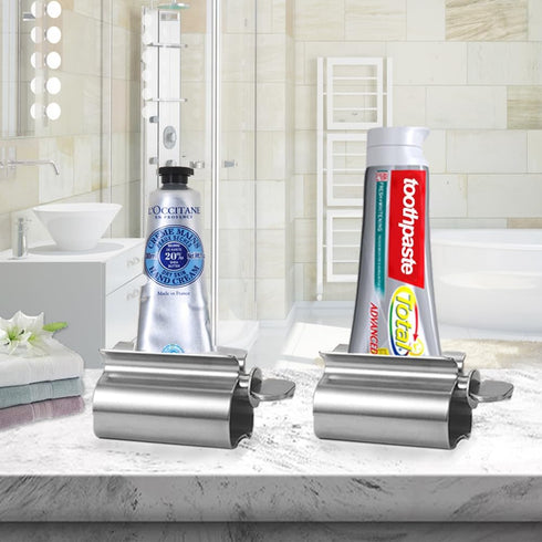 Metal Toothpaste Squeezer - UDQYQ Stainless Steel Tube Wringer, Toothpaste Holder Stand in Silver