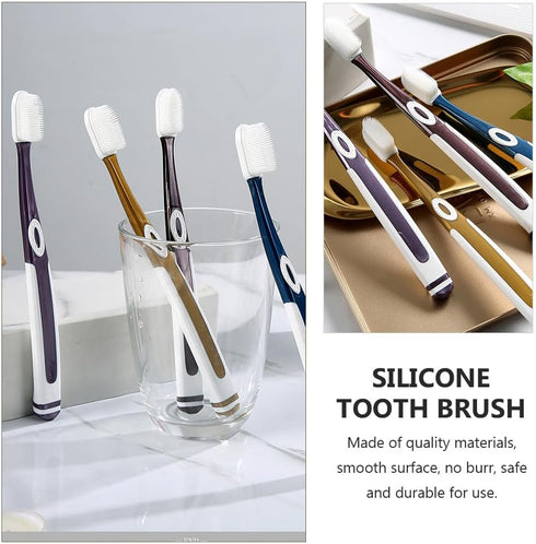 Beaupretty 4PCS Silicone Toothbrush - Manual Toothbrushes, Travel Toothbrush Replacement Heads, Ideal for Sensitive