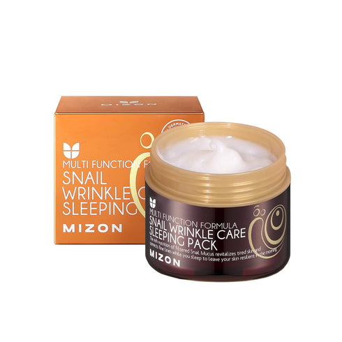 MIZON Snail Line Wrinkle Care Sleeping Pack, Nourishing & Firming Mask for Damaged Skin, 2.7 FL oz