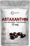 Premium Astaxanthin 12mg Antioxidant Supplement - 120 Softgels, Fresh Microalgae Source, Supports Eye & Joint Health