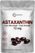 Premium Astaxanthin 12mg Antioxidant Supplement - 120 Softgels, Fresh Microalgae Source, Supports Eye & Joint Health
