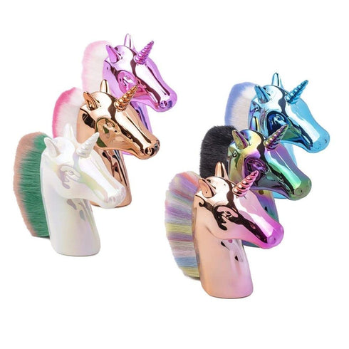 Unicorn Makeup Brush for Nail Art - Powder Foundation, Blush, Contour, Rainbow Horse Big Brush for Face & Hands
