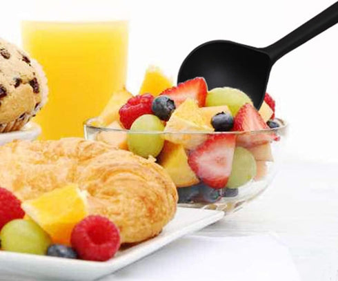 Plastic Dessert Spoons, Disposable Heavy Duty Black Spoons for Party, Office, Restaurants, 100 Pieces