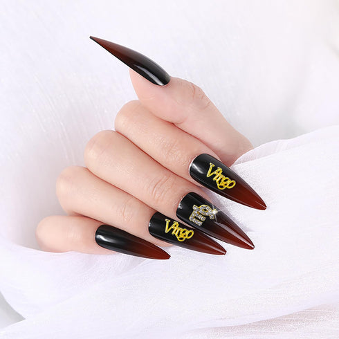 JERCLITY 20pcs Gold Alloy Virgo Zodiac Nail Charms, 10pcs Symbols and 10pcs Constellation Words