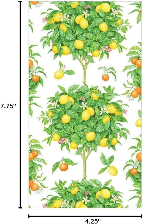 Packs 15 Caspari Citrus Topiaries Paper Guest Towel Napkins in White - Two