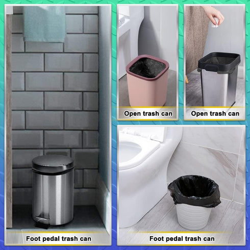 AOSULI Small Bathroom Trash Bags, 3 Gallon/10 Liter, 100 Counts, Black Garbage Bags for Office