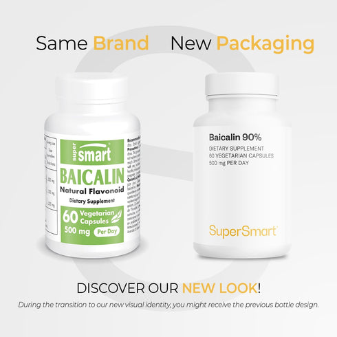 SuperSmart 90% Baicalin 500mg per Day Supplement, Chinese Skullcap Extract, Non-GMO & Gluten Free, 60 Vegetarian