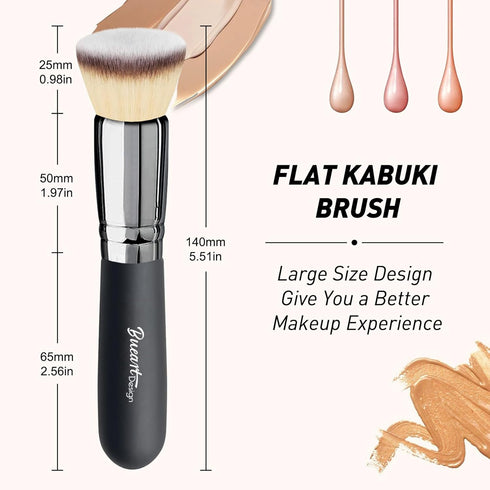 Flat Top Buffing Foundation Makeup Brush, Ultra Soft Dense Kabuki Brush for Liquid, Cream, Powder
