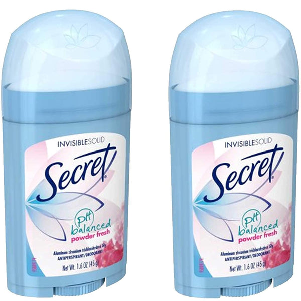 Secret Anti-Perspirant Deodorant - Invisible Solid Powder Fresh - 1.60 oz - Pack of 2