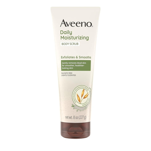 Aveeno Daily Moisturizing Body Scrub, 8 oz Exfoliating Body Wash for Healthier Skin, Sulfate-Free Oat Formula