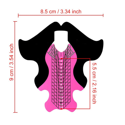 Tvoip 100Pcs Nail Forms Extension Tips Guide for French DIY Tool, Fish Acrylic UV Gel Nail Art Tools (Pink)