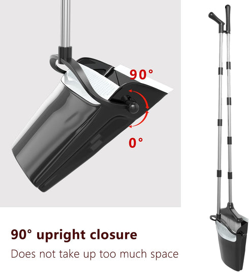 Broom with Dustpan Combo Set 54" Long Handle Angle Broom and Dust Pan for Home Office Cleaning Sweeping (Black and Grey) by KOCOTONG