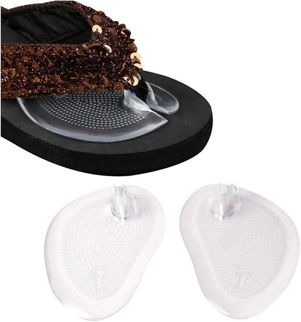 2Pairs Silicone Gel Sandal Thong Protectors - Non-Slip Forefoot Pads, Cushion Flip-Flop Pain Relief Inserts