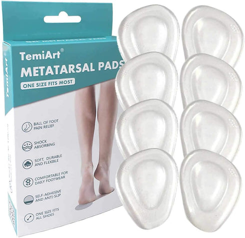 Ball of Foot Cushions, Metatarsal Pads for Women Men, Soft Gel Insoles for Forefoot Cushioning, Pain Relief (4 Pair)