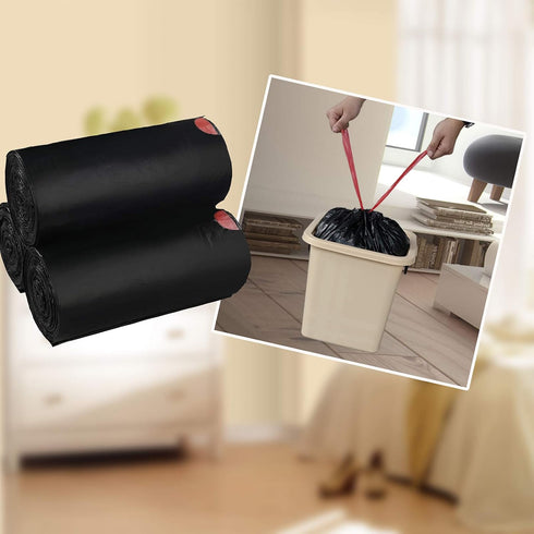 8 Gallon Drawstring Trash Bags, Black, 110 Counts