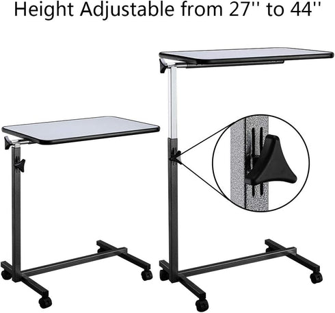 Kcelarec Bed Tray Overbed Table with Wheels, Rolling Tray Tables - Beds Side Table for Laptop, Eating, Rolling Beds