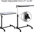 Kcelarec Bed Tray Overbed Table with Wheels, Rolling Tray Tables - Beds Side Table for Laptop, Eating, Rolling Beds
