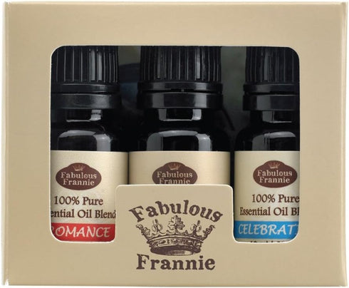 Fabulous Frannie Freedom Set made with pure essential oils comes with Celebration Blend, Romance Blend and Vanilla 10ml (Pack of 3)