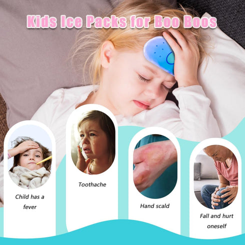 Boo Boo Ice Packs for Kids, Reusable Baby Ice Pack Gel Cooling Pad for Pain Relief, Tired Eyes (Set of 6)