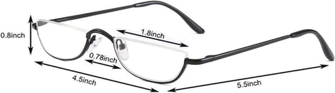 Half Frame Reading Glasses, Spring Hinge Half Moon Readers for Men and Women