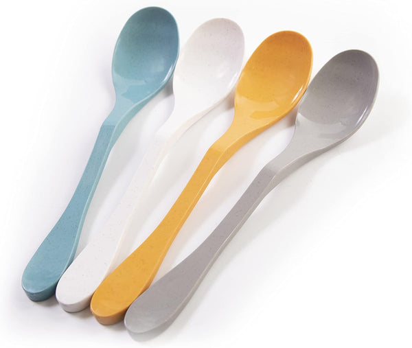 Knork Eco Spoon Set - 12 Piece Plant Based Bamboo Reusable Cutlery, Gray