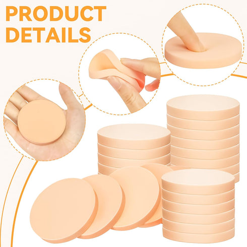 MotBach 60 PCS Nude Round Makeup Sponge, Cosmetic Foam Pad for Eye Facial Powder, Beauty Blender for All Skin Types