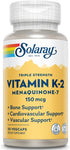 SOLARAY Triple Strength Vitamin K-2 as MK-7, 150 mcg, 30ct, Heart & Bone Health Support