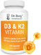 Dr. Berg Vitamin D3 K2 w/MCT Powder - 10,000 IU Vitamin D3, 100 mcg MK7 Vitamin K2 for Ultimate Absorption, 120 Capsules