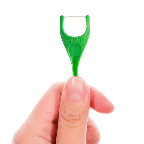 GUM Angled Floss Picks, Extra Strong Dental Flossers for Adults, Fresh Mint Flavor, 75ct
