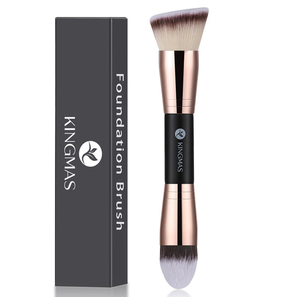 KINGMAS Foundation Makeup Brush, Double-Ended Angled/Tapered Brush for Blending Liquid and Powder