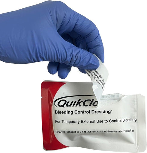 Hemmorhage 3" 48" (4ft) Lightning X Products QuikClot Clotting Gauze - Bleeding Control Dressing x - Public Access
