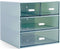 Makeup Organizer, Desk Organizer with 4 Drawers, Vanity Cosmetic Storage Box for Bathroom Counter or Dresser, Blue