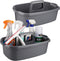 Gray Plastic Cleaning Caddy Organizer with Handle, 2 Pack for Cleaning Supplies and Tool Storage Tote