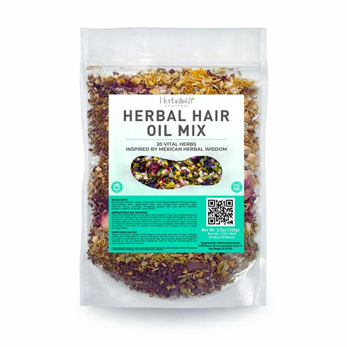 HERBALISTA 3.5oz (100g) 20 Premium Herbal Hair Oil Mix | Mexican-Inspired Ayurvedic Herbs | Longer-Looking Hair