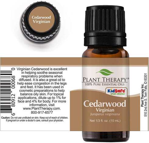 Plant Therapy 10 ml Cedarwood Virginian Essential Oil - 100% Pure, Undiluted, Therapeutic Grade