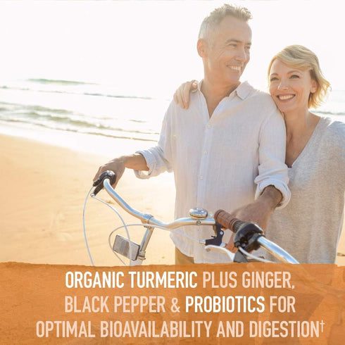 Garden of Life Organics Extra Strength Turmeric - 120 Tablets with 100mg Curcumin, Black Pepper, Probiotics
